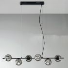 Lampe à Suspension à 6 Lumières en Métal et Verre Soufflé Moderne - Birga Viadurini