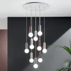 Lampe à Suspension à 6 ou 10 Lumières en Ciment et Verre Soufflé - Duster Viadurini