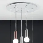 Lampe à Suspension à 6 ou 10 Lumières en Ciment et Verre Soufflé - Duster Viadurini
