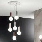 Lampe à Suspension à 6 ou 10 Lumières en Ciment et Verre Soufflé - Duster Viadurini