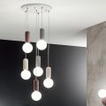 Lampe à Suspension à 6 ou 10 Lumières en Ciment et Verre Soufflé - Duster