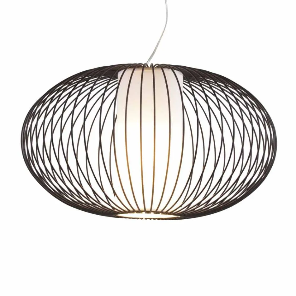 Lampe à suspension acier peint, Ø90xh.53xl.cavo100cm, Joy Viadurini