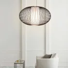 Lampe à suspension acier peint, Ø90xh.53xl.cavo100cm, Joy Viadurini