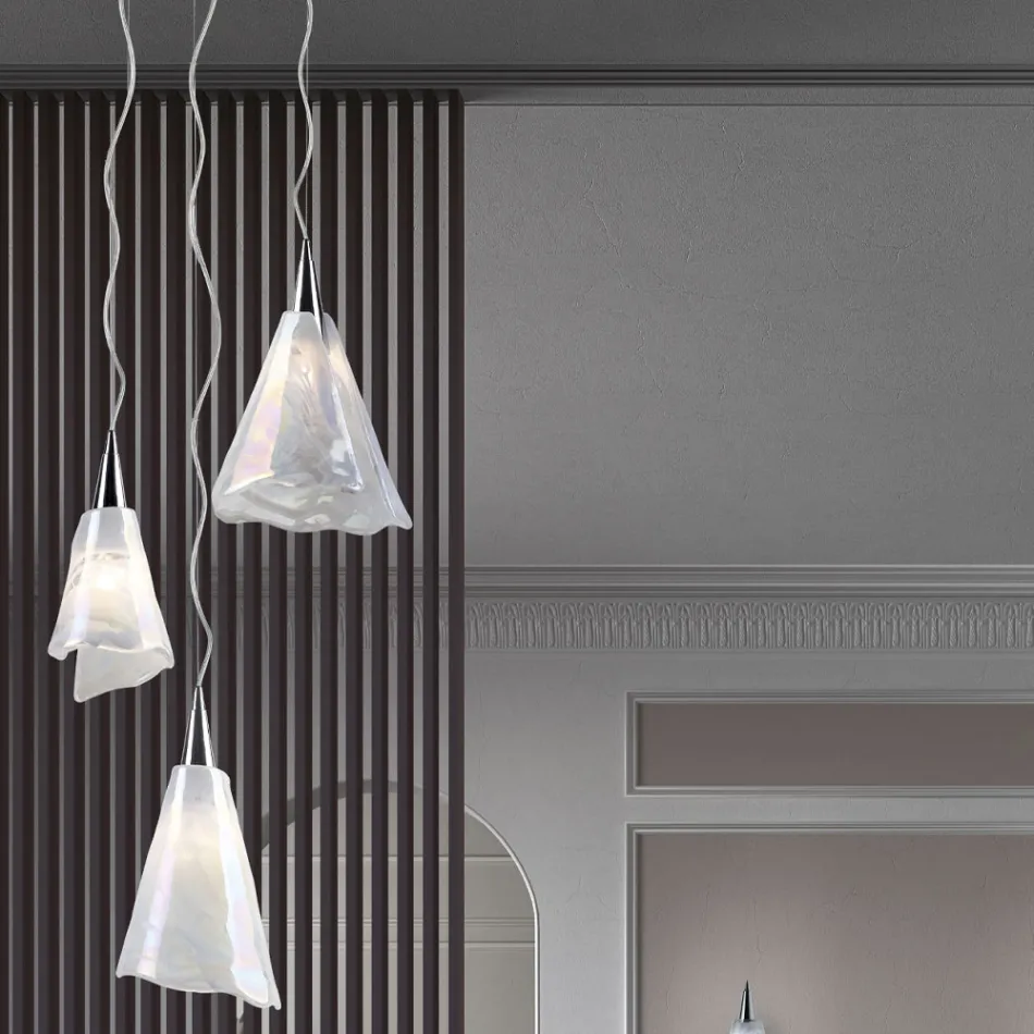 Lampe à Suspension en Verre Soufflé Vénitien Fabriqué à la Main - Chrystal Viadurini