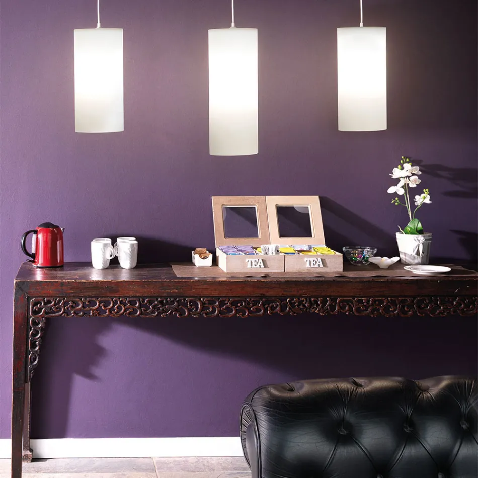 Lampe à Suspension Cylindrique en Polyéthylène Made in Italy - Minervo Viadurini