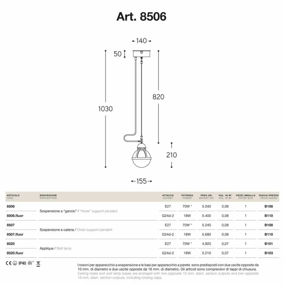 Pendentif laiton lampe d&#39;étanchéité et de verre blanc Viadurini