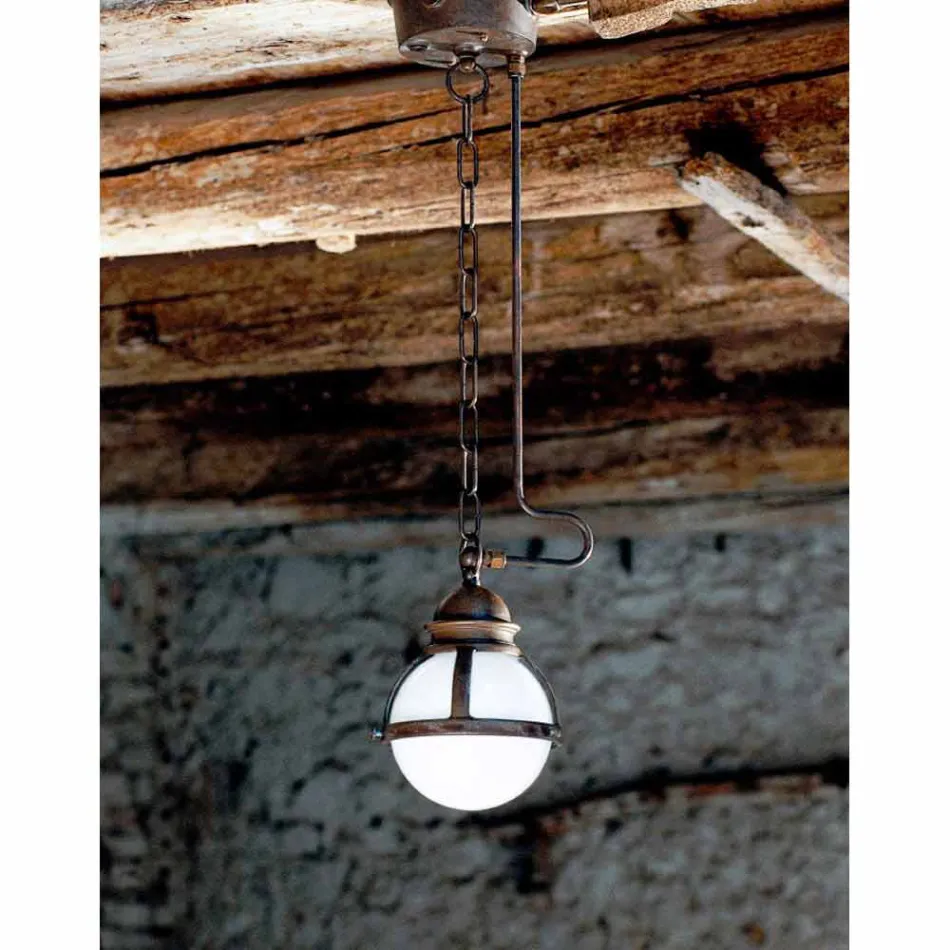 Pendentif laiton lampe d&#39;étanchéité et de verre blanc Viadurini