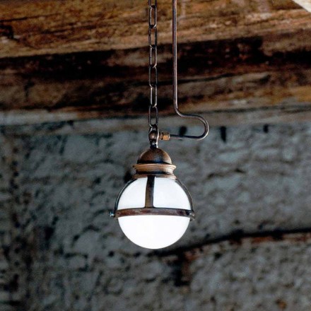 Pendentif laiton lampe d&#39;étanchéité et de verre blanc Viadurini