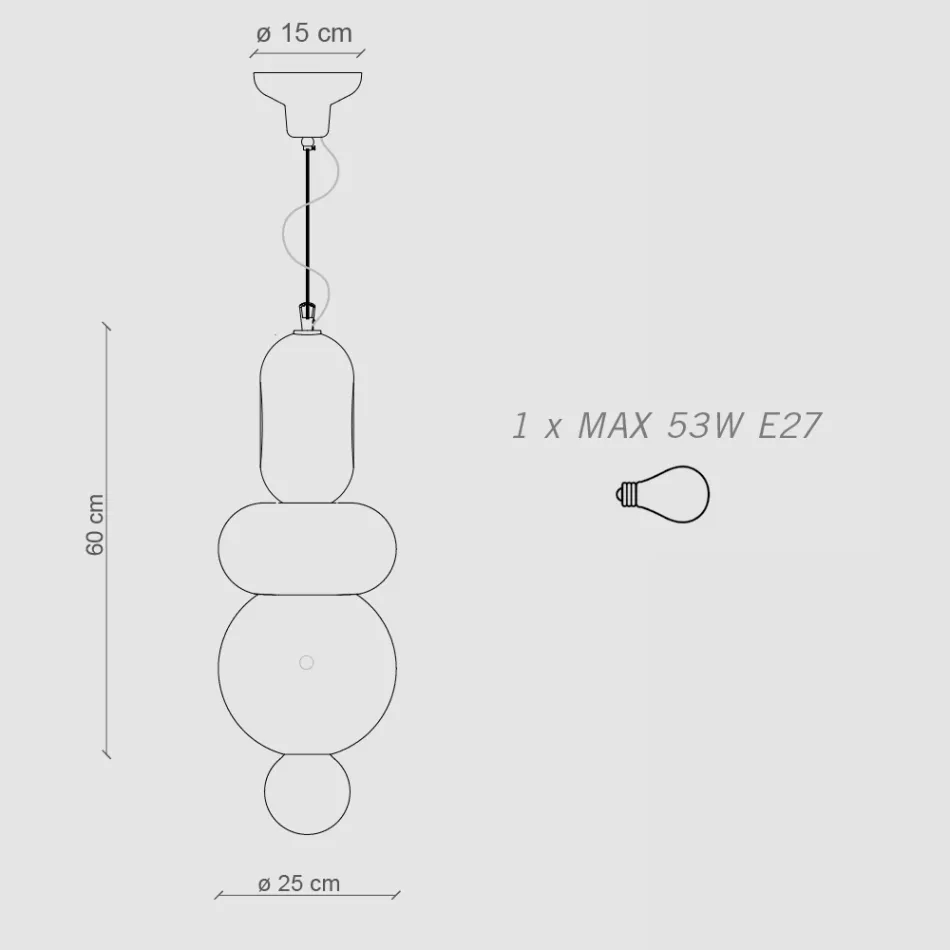 Lampe à suspension avec 3 éléments de formes différentes fabriquée en Italie - Bumbum Viadurini