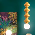 Lampe à Suspension avec 4 Éléments en Céramique et Verre Fabriquée en Italie - Capocabana Viadurini