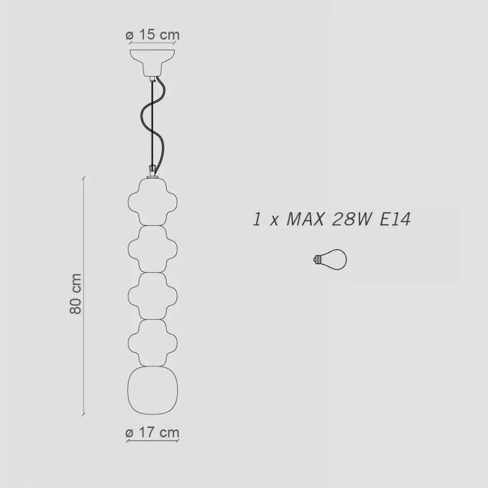 Lampe à Suspension avec 4 Éléments en Céramique et Verre Fabriquée en Italie - Capocabana Viadurini