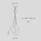 Lampe à suspension avec 6 éléments en céramique et verre fabriquée en Italie - Afoxe Viadurini