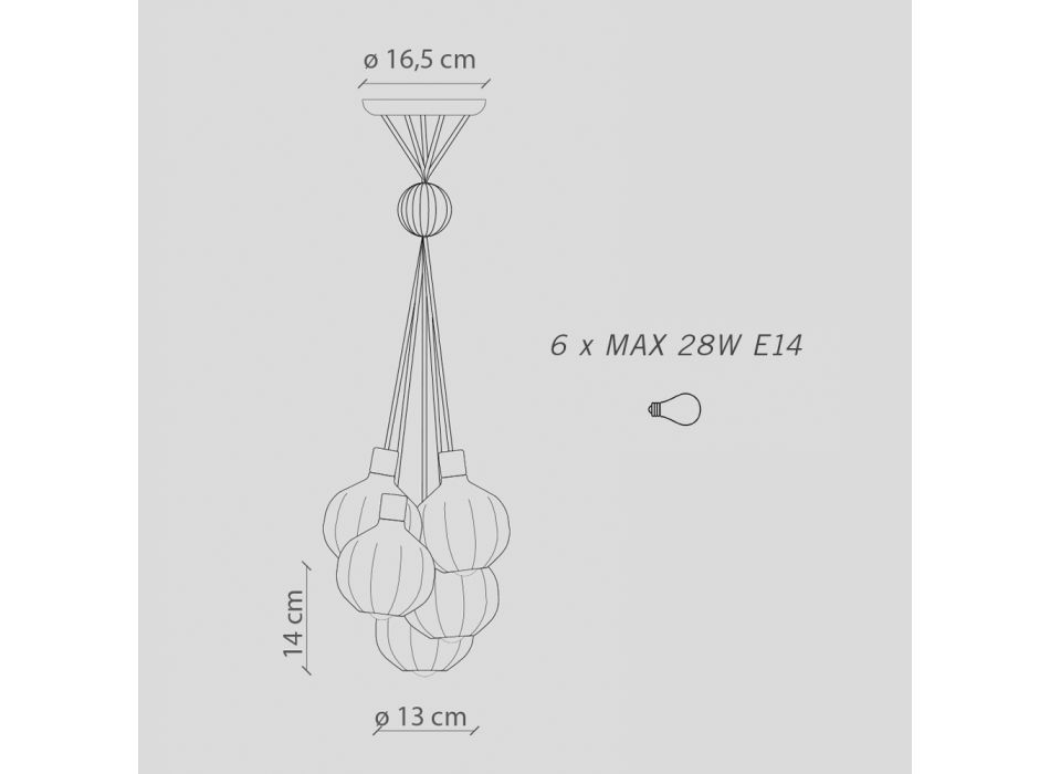 Lampe à suspension avec 6 éléments en céramique et verre fabriquée en Italie - Afoxe Viadurini