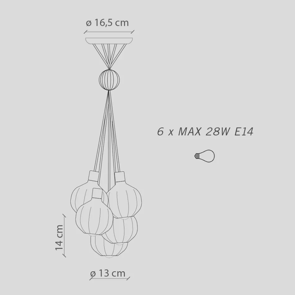 Lampe à suspension avec 6 éléments en céramique et verre fabriquée en Italie - Afoxe Viadurini