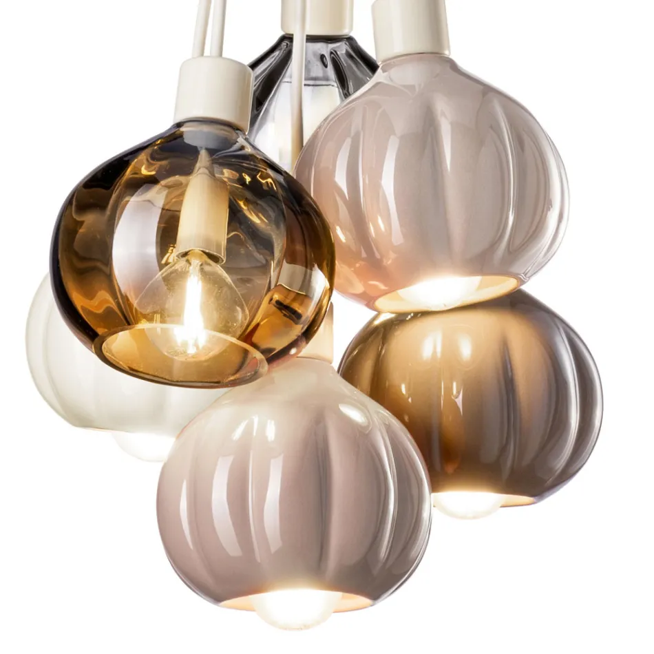 Lampe à suspension avec 6 éléments en céramique et verre fabriquée en Italie - Afoxe Viadurini