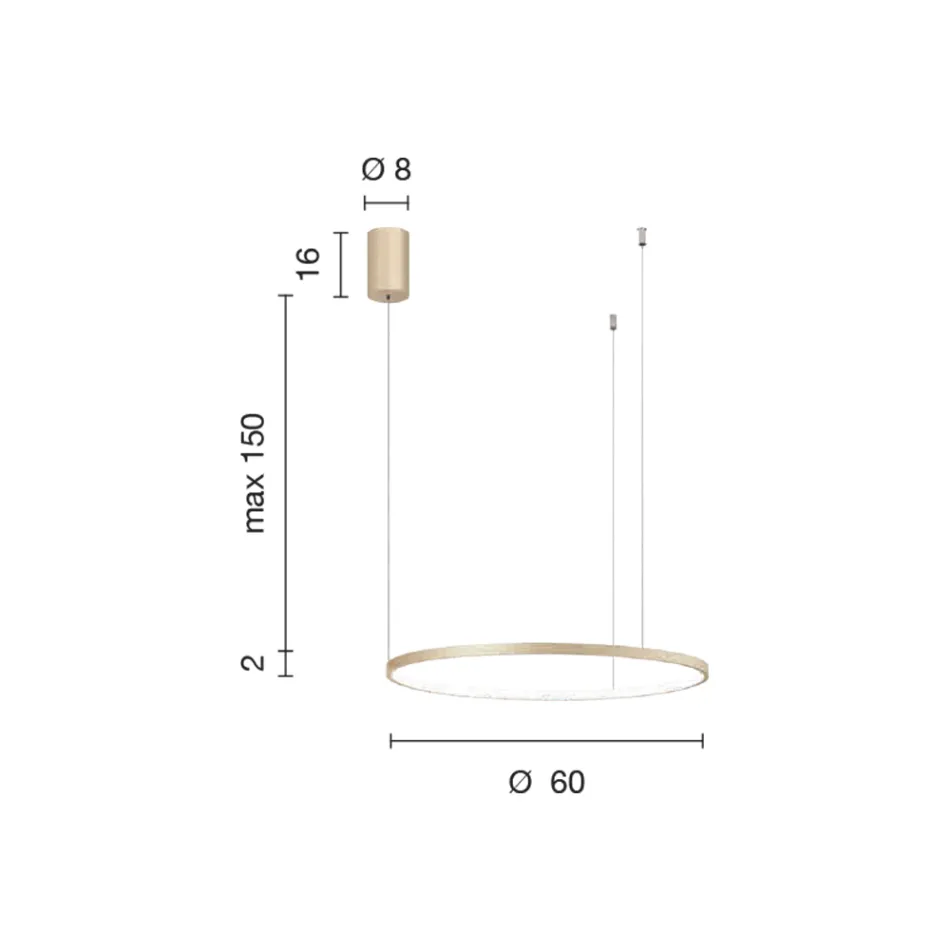 Lampe à Suspension avec Lumière LED Ronde Horizontale en Métal - Mulberry Viadurini