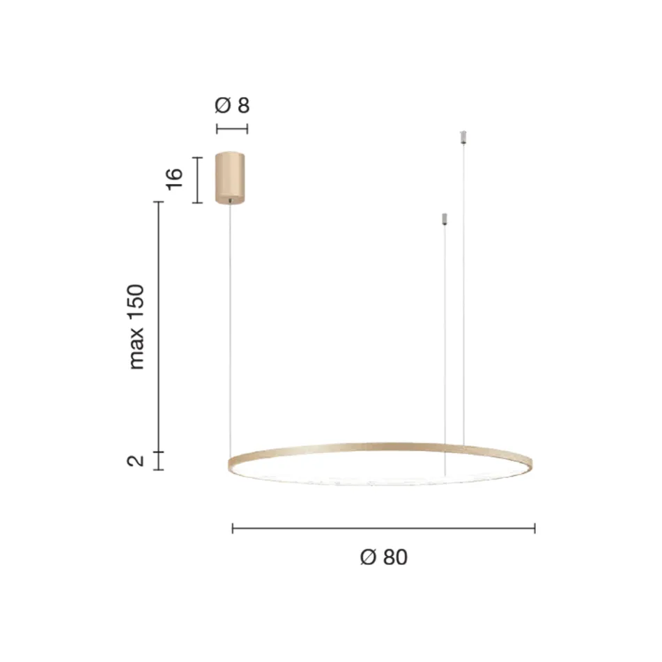Lampe à Suspension avec Lumière LED Ronde Horizontale en Métal - Mulberry Viadurini