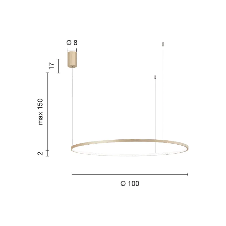 Lampe à Suspension avec Lumière LED Ronde Horizontale en Métal - Mulberry Viadurini