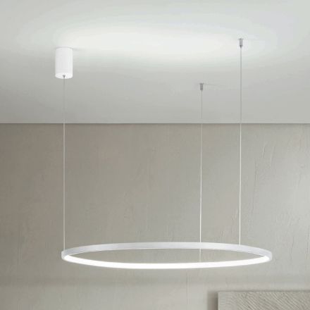Lampe à Suspension avec Lumière LED Ronde Horizontale en Métal - Mulberry Viadurini