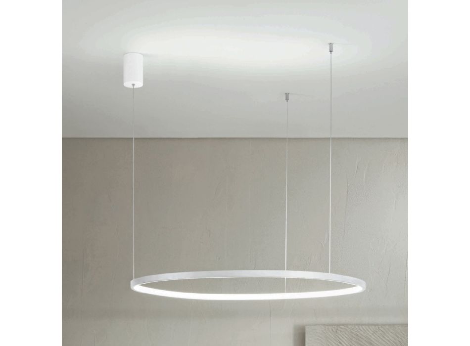 Lampe à Suspension avec Lumière LED Ronde Horizontale en Métal - Mulberry Viadurini
