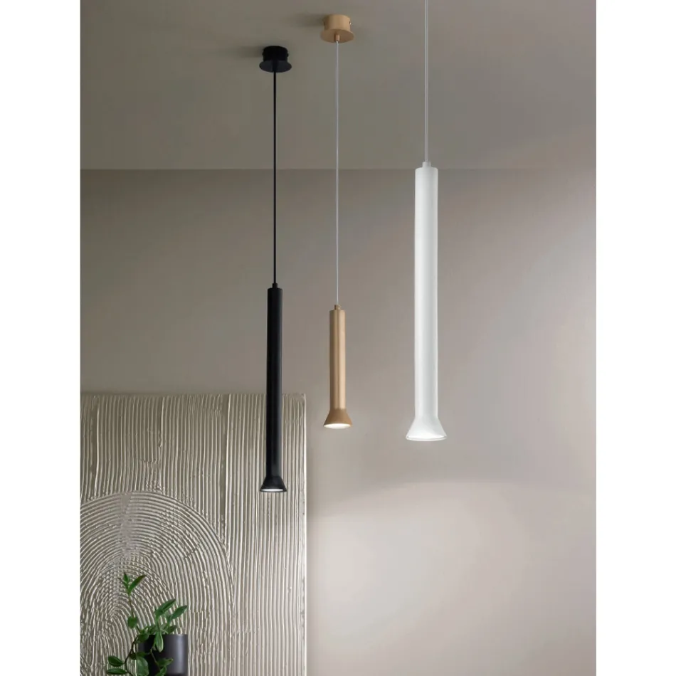 Lampe à Suspension avec Cadre en Métal et Câbles Réglables - Bouleau Viadurini