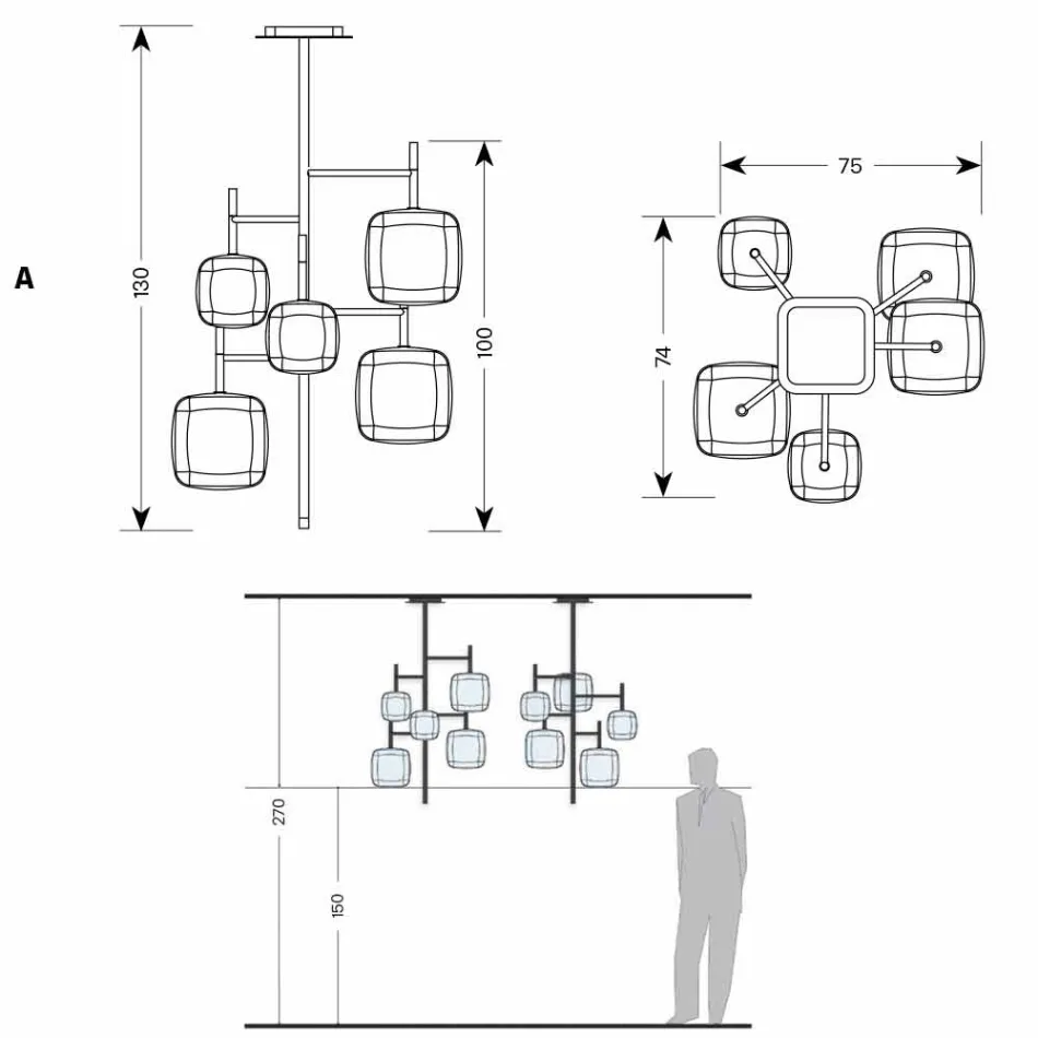 Lampe à suspension avec structure en métal brillant Made in Italy - Donatina Viadurini