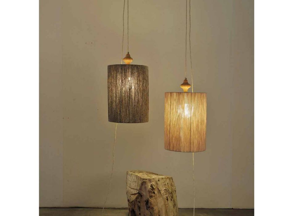 Suspension / lampadaire en bois et 100% laine de bois Viadurini