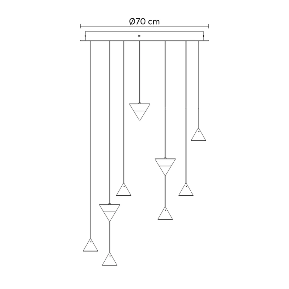 Lampe à Suspension Design 5 ou 7 Lumières Fil d'Aluminium Noir - Mercado Viadurini