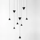 Lampe à Suspension Design 5 ou 7 Lumières Fil d'Aluminium Noir - Mercado Viadurini