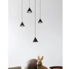 Lampe à Suspension Design 5 ou 7 Lumières Fil d'Aluminium Noir - Mercado Viadurini