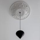 Lampe à Suspension Design Gypse Blanc et Aluminium Noir 1 Cône - Tesera Viadurini