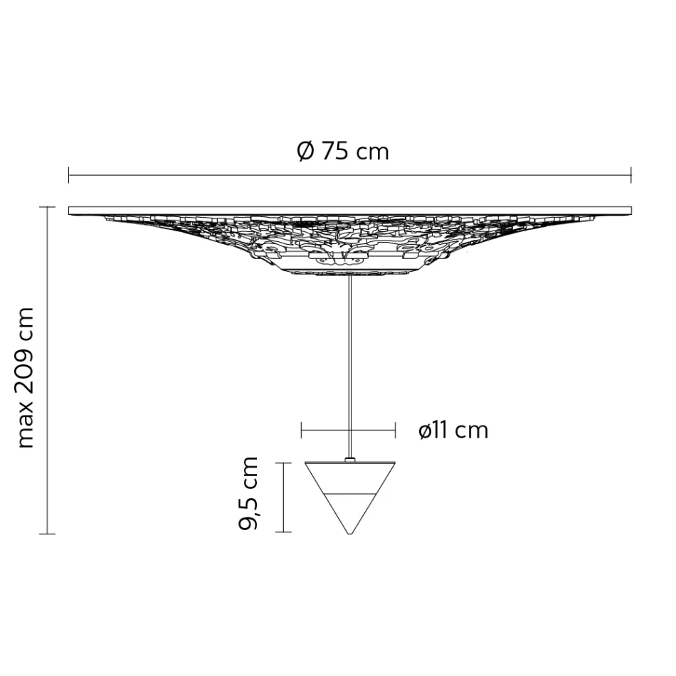 Lampe à Suspension Design Gypse Blanc et Aluminium Noir 1 Cône - Tesera Viadurini