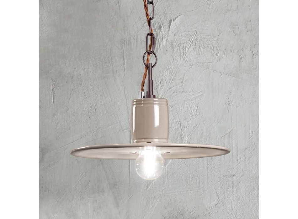Lampe à Suspension Design en Céramique Colorée Style Industriel - Disko Viadurini