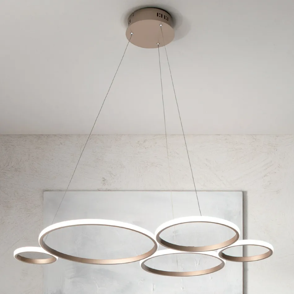 Lampe à Suspension Design pour Salon en Métal Argenté ou Doré - Olimpo Viadurini