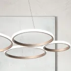 Lampe à Suspension Design pour Salon en Métal Argenté ou Doré - Olimpo Viadurini