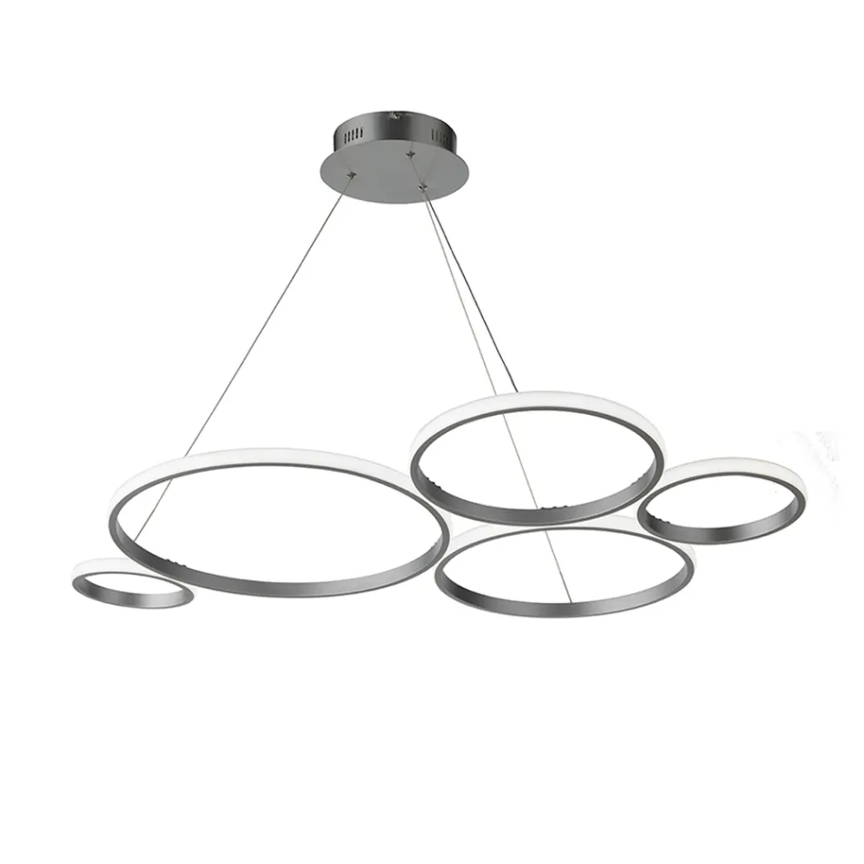Lampe à Suspension Design pour Salon en Métal Argenté ou Doré - Olimpo Viadurini