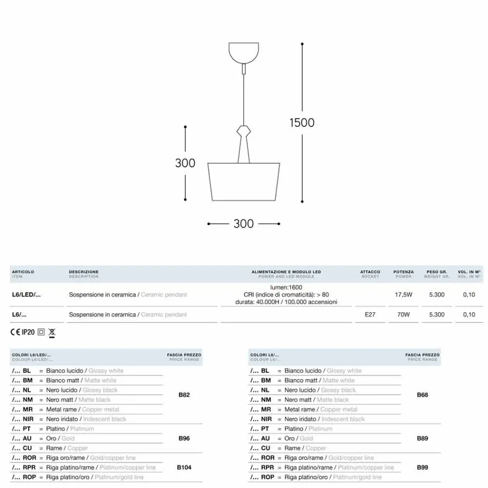 Suspension concevoir La céramique Lustri 6 Viadurini