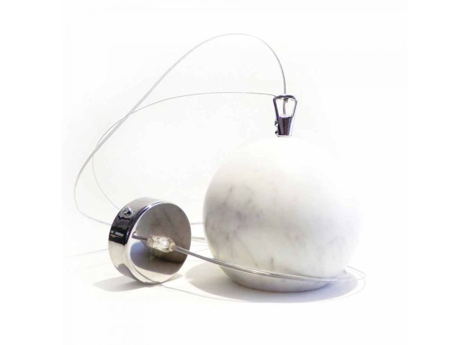 Lampe à Suspension Design en Marbre de Carrare Blanc Fabriqué en Italie - Panda Viadurini