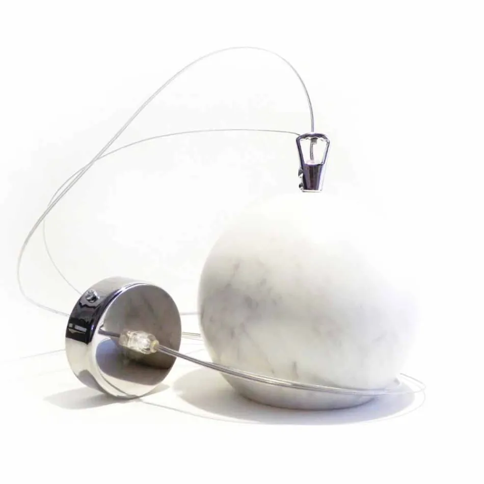 Lampe à Suspension Design en Marbre de Carrare Blanc Fabriqué en Italie - Panda Viadurini