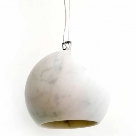 Lampe à Suspension Design en Marbre de Carrare Blanc Fabriqué en Italie - Panda Viadurini