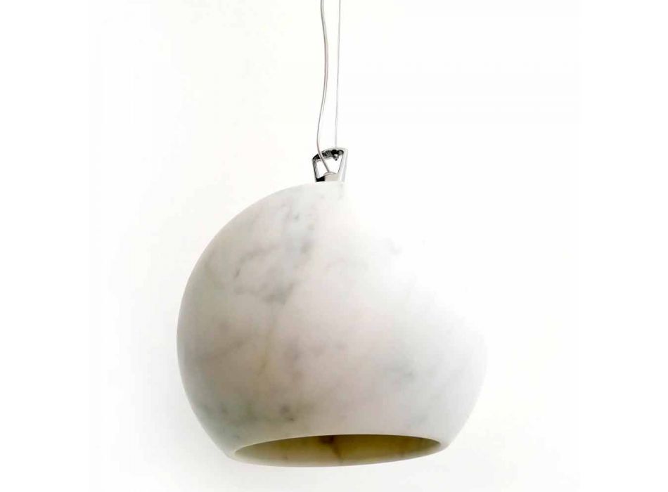 Lampe à Suspension Design en Marbre de Carrare Blanc Fabriqué en Italie - Panda Viadurini