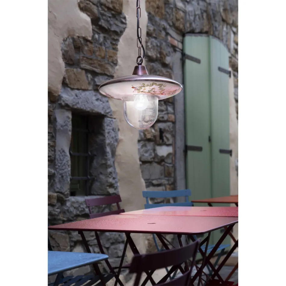 Lampe à suspension en aluminium cuivré noir avec décoration faite à la main - Latina Viadurini