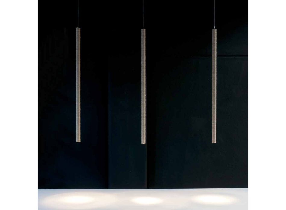 Lampe à suspension en aluminium recouvert de corde Made in Italy - Ginia Viadurini