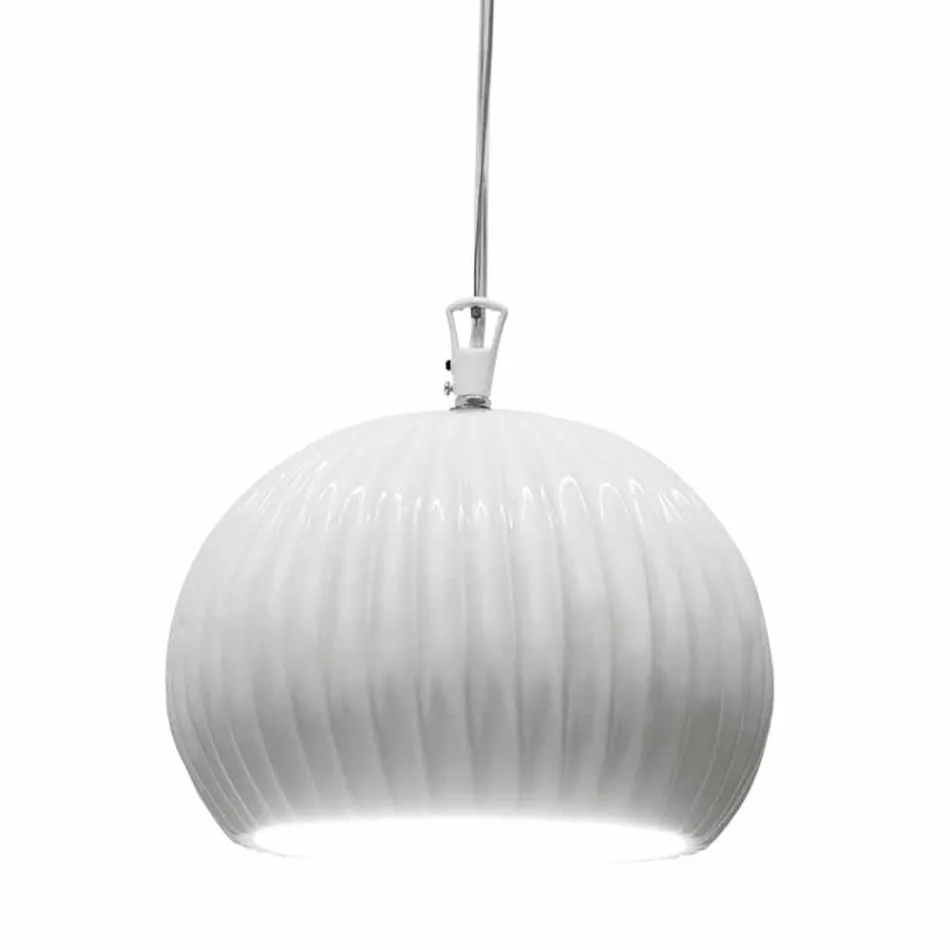 Lampe à Suspension Design Céramique Blanc Brillant en 4 Formes - Oasis Viadurini