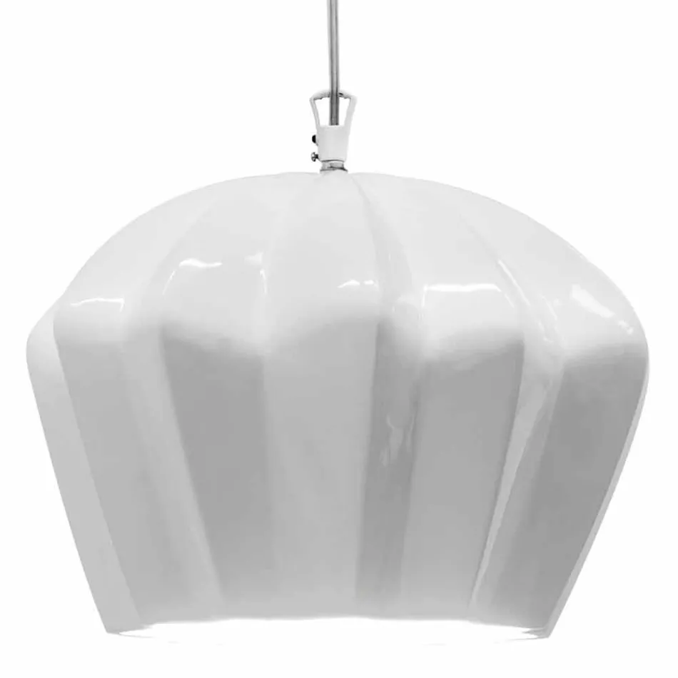 Lampe à Suspension Design Céramique Blanc Brillant en 4 Formes - Oasis Viadurini