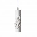 Lampe à Suspension en Céramique Blanc Mat avec Fleurs Décoratives - Revolution
