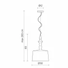 Lampe à suspension en céramique blanche. Abat-jour en lin Design court - Cadabra Viadurini