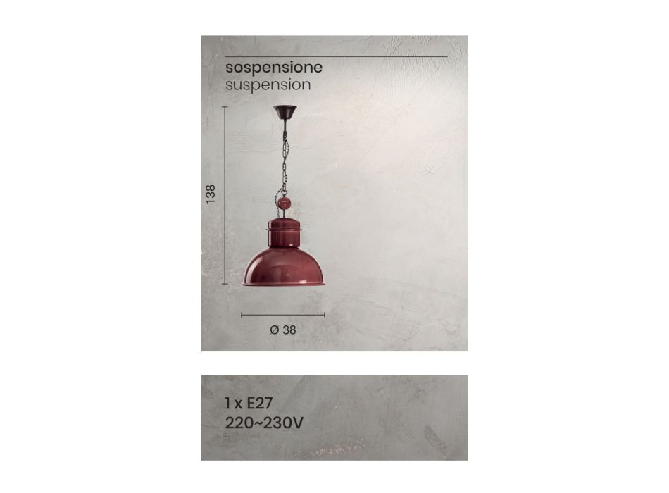 Lampe à Suspension Design Industriel en Céramique Colorée - Gennina Viadurini