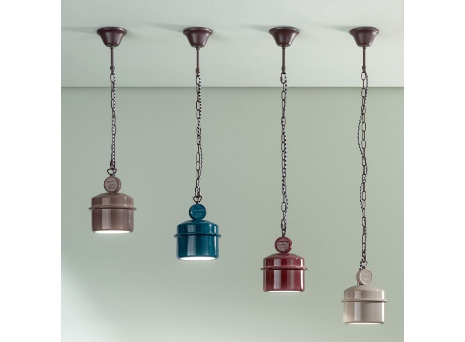 Lampe à Suspension Design Industriel en Céramique Colorée - Liotta Viadurini