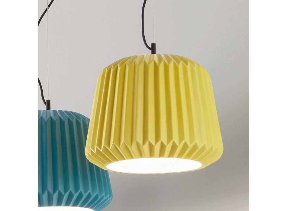 Lampe à Suspension en Céramique Colorée Design Moderne - Accordéon Viadurini
